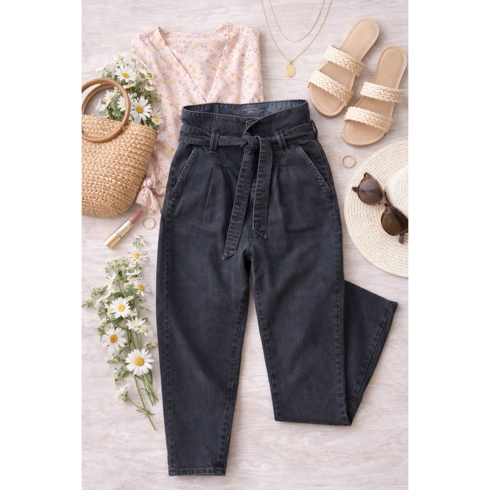 Mother Superior Denim Greaser Paperbag Pleat Jeans 30 Faded Black High Rise - Picture 4 of 15